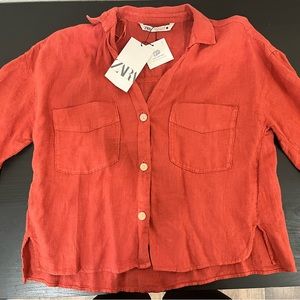 Zara Rayon Button Up Top